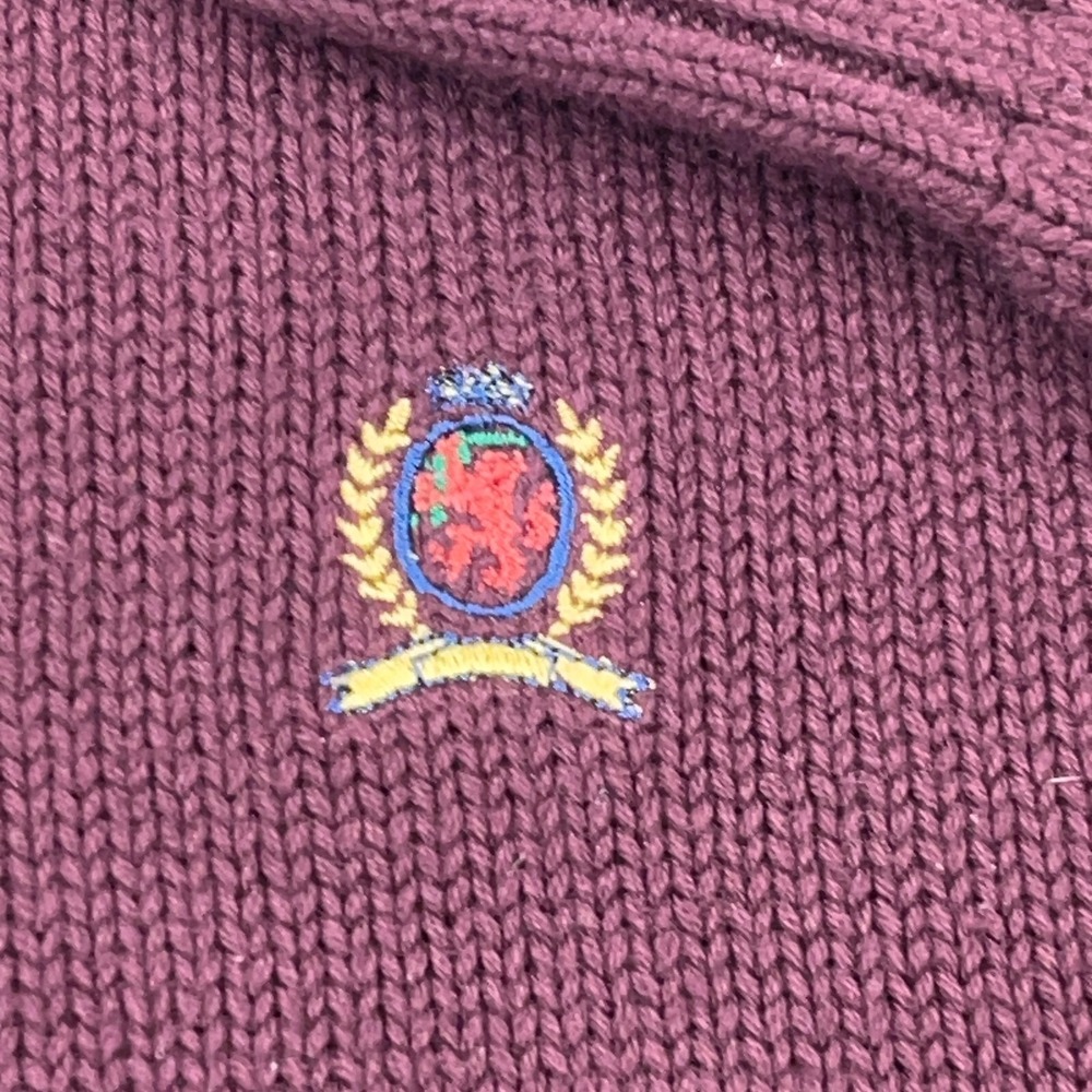 Tommy Hilfiger Sweater Men XL Maroon Heavy Knit Crewneck Pullover Ribbed Grandpa - Picture 3 of 8